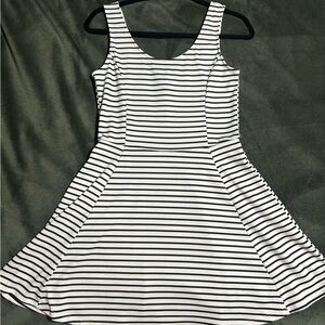 H&M Divided Black and White Striped Dress
